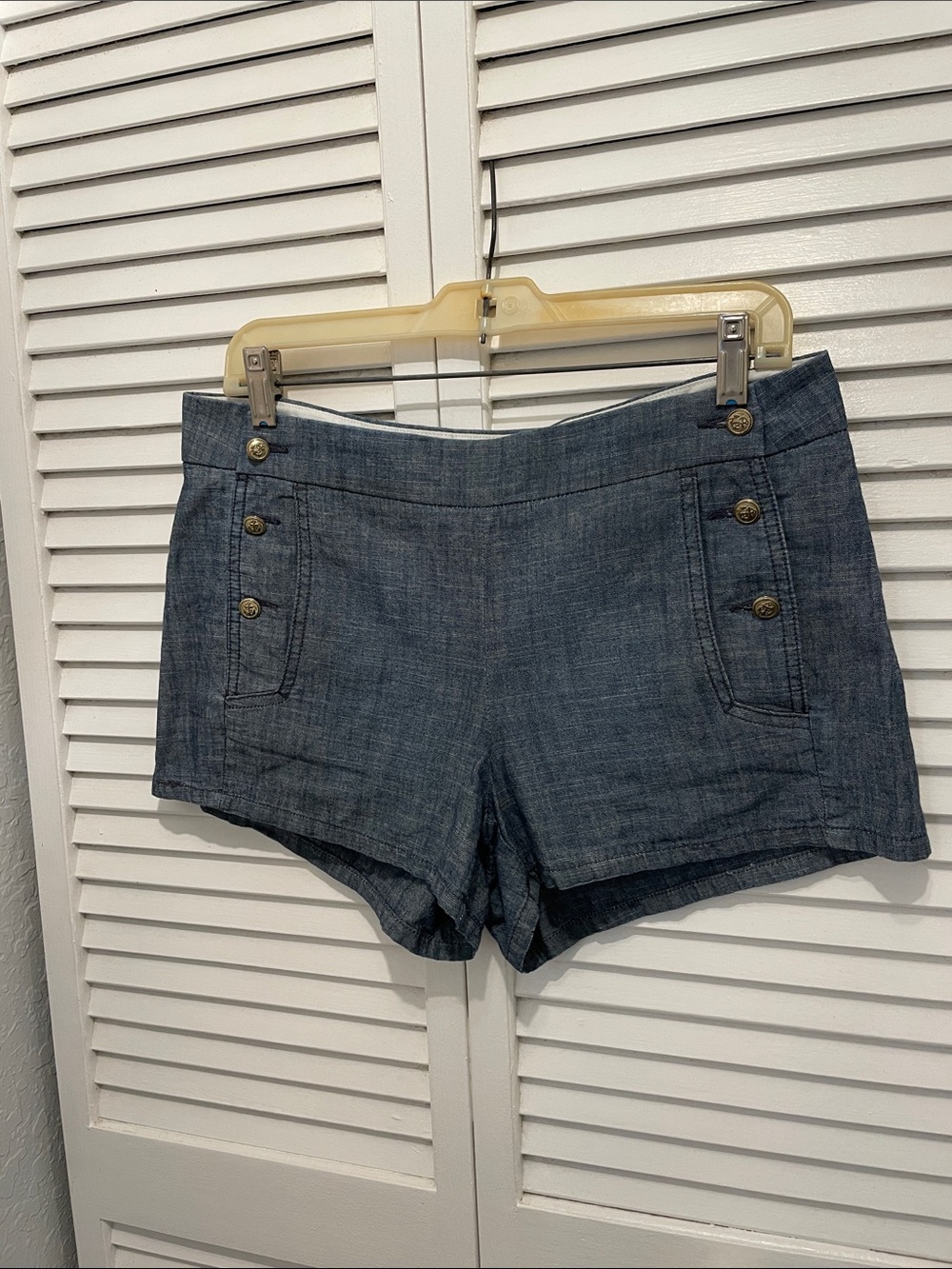 J. Crew Chambray-Style Navy Women’s Shorts with Button Details